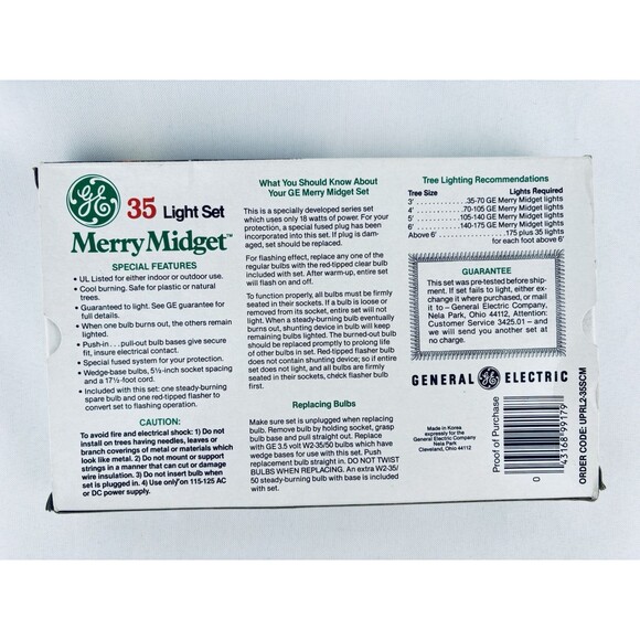 Vintage Merry Midget General Electric Indoor/Outdoor 35 Light Set Works! New NOS - Picture 8 of 9